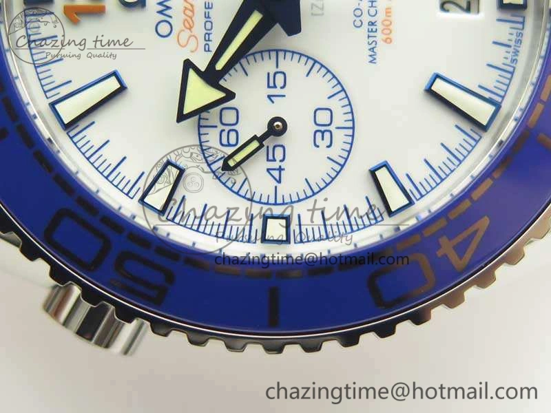 Planet Ocean Master Chronometer OMF SS Blue Orange Bezel White Dial On Nylon Strap A9900 (Black Balance Wheel) V2