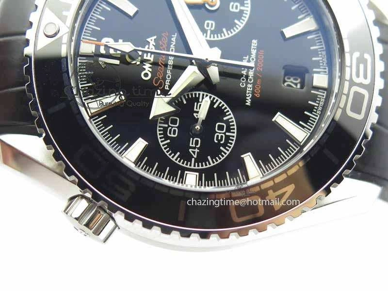 Planet Ocean Master Chronometer SS OM 1:1 Best Edition Black Dial On Leather Strap A9900