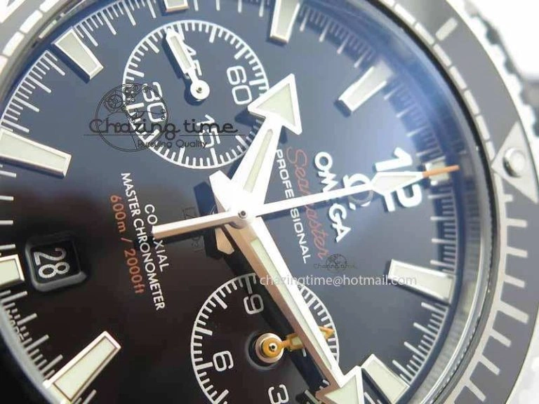 Planet Ocean Master Chronometer SS OM 1:1 Best Edition Black Dial On Leather Strap A9900