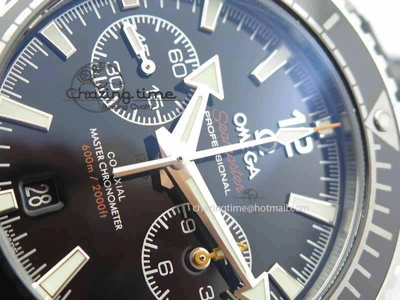 Planet Ocean Master Chronometer SS OM 1:1 Best Edition Black Dial On Leather Strap A9900