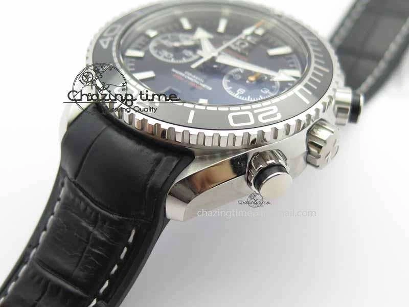 Planet Ocean Master Chronometer SS OM 1:1 Best Edition Black Dial On Leather Strap A9900