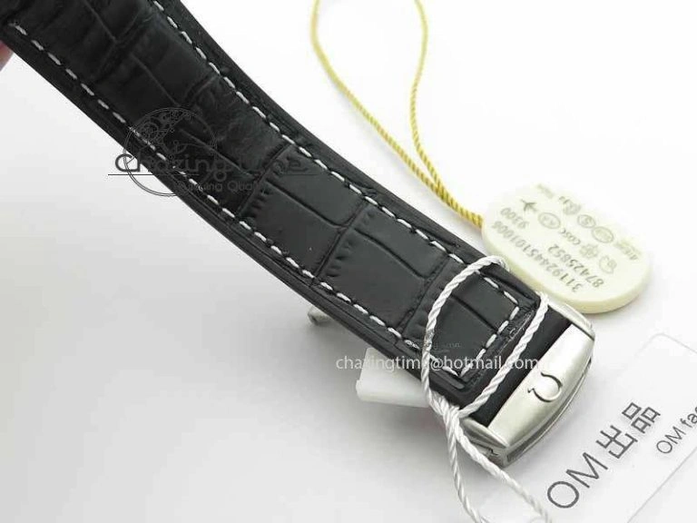 Planet Ocean Master Chronometer SS OM 1:1 Best Edition Black Dial On Leather Strap A9900