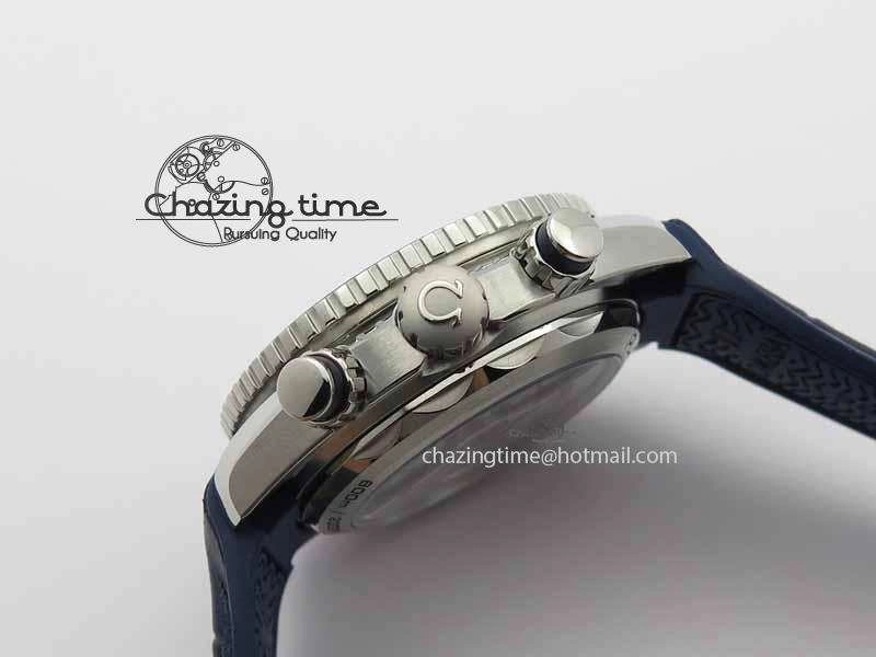 Planet Ocean Master Chronometer SS OM 1:1 Best Edition Blue Dial On Leather Strap A9900