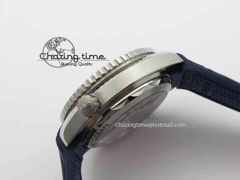 Planet Ocean Master Chronometer SS OM 1:1 Best Edition Blue Dial On Leather Strap A9900