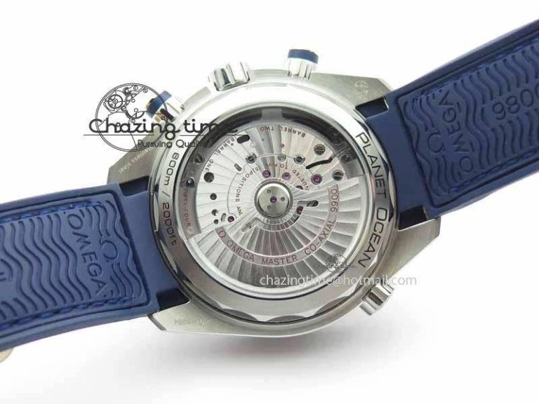 Planet Ocean Master Chronometer SS OM 1:1 Best Edition Blue Dial On Leather Strap A9900