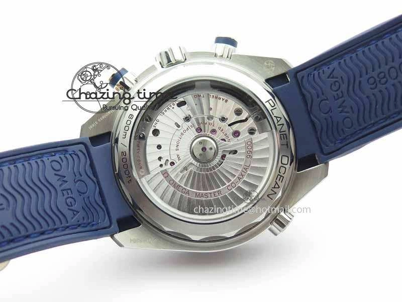 Planet Ocean Master Chronometer SS OM 1:1 Best Edition Blue Dial On Leather Strap A9900