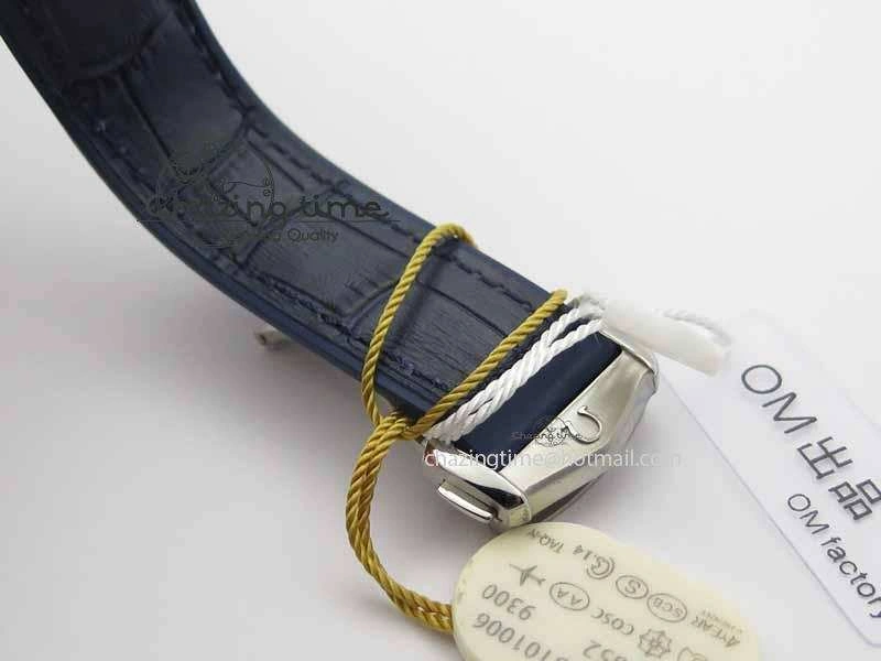 Planet Ocean Master Chronometer SS OM 1:1 Best Edition Blue Dial On Leather Strap A9900