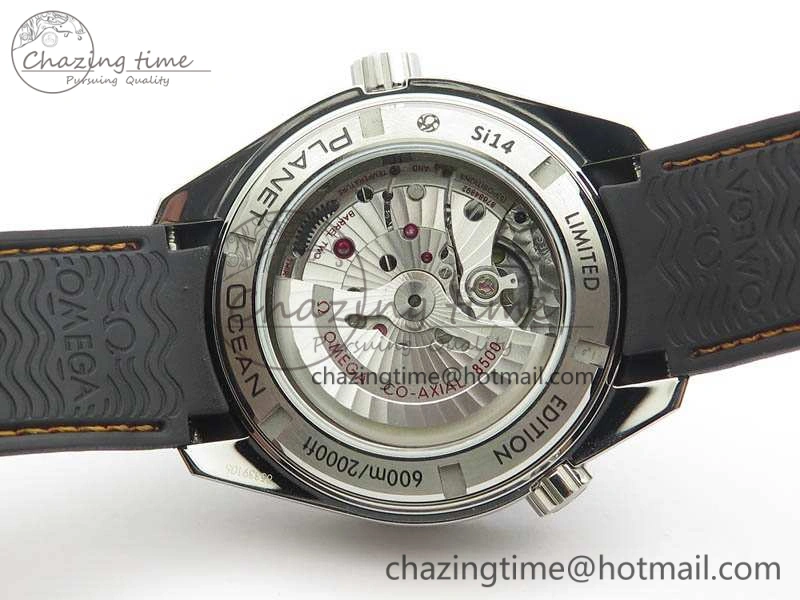 Planet Ocean Pro 45mm OMF 1:1 Best Edition Orange Marker On Rubber Strap A8500 (Black Balance Wheel)