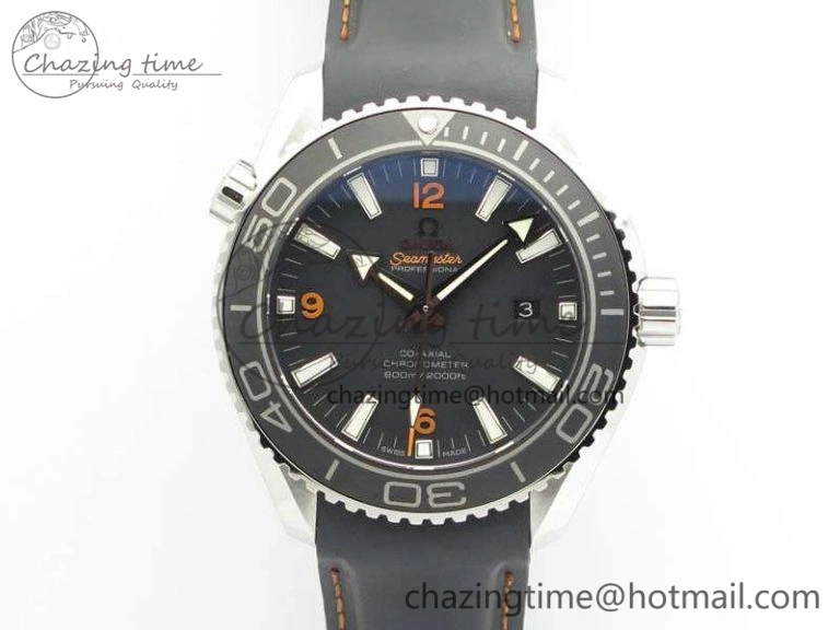 Planet Ocean Pro 45mm OMF 1:1 Best Edition Orange Marker On Rubber Strap A8500 (Black Balance Wheel)
