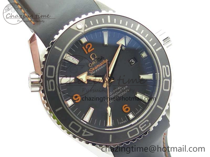 Planet Ocean Pro 45mm OMF 1:1 Best Edition Orange Marker On Rubber Strap A8500 (Black Balance Wheel)