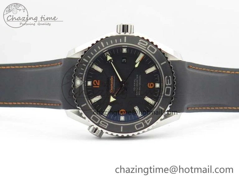 Planet Ocean Pro 45mm OMF 1:1 Best Edition Orange Marker On Rubber Strap A8500 (Black Balance Wheel)