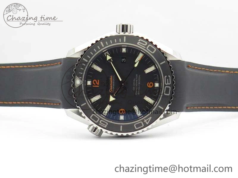 Planet Ocean Pro 45mm OMF 1:1 Best Edition Orange Marker On Rubber Strap A8500 (Black Balance Wheel)