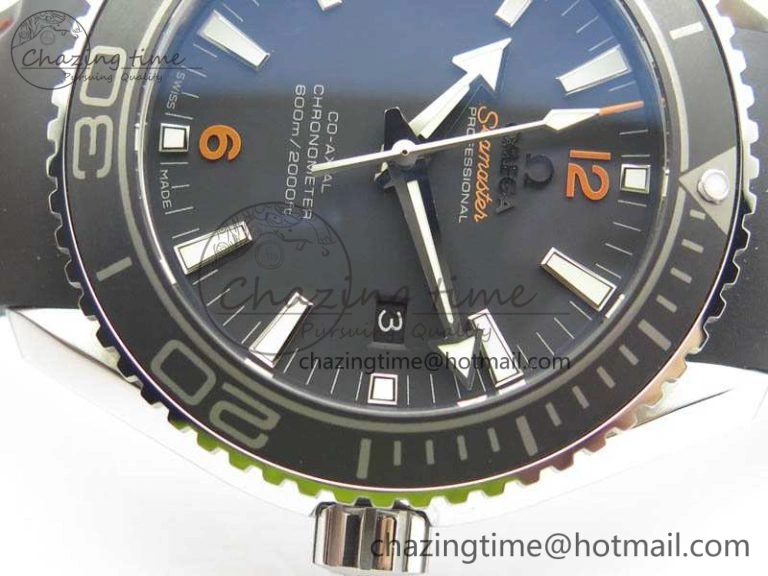 Planet Ocean Pro 45mm OMF 1:1 Best Edition Orange Marker On Rubber Strap A8500 (Black Balance Wheel)