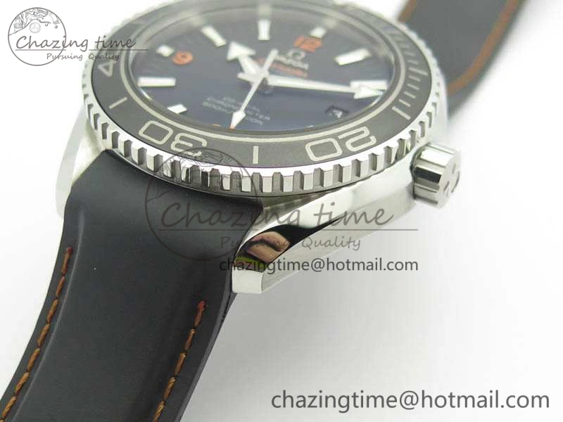 Planet Ocean Pro 45mm OMF 1:1 Best Edition Orange Marker On Rubber Strap A8500 (Black Balance Wheel)