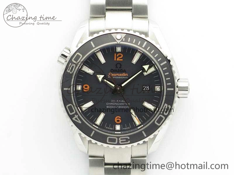 Planet Ocean Pro 45mm OMF 1:1 Best Edition Orange Marker On SS Bracelet A8500 (Black Balance Wheel)