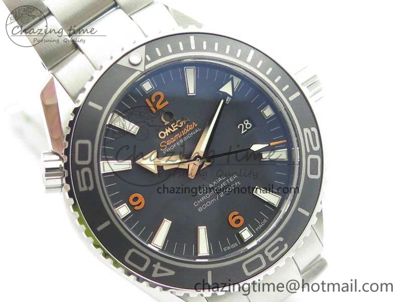 Planet Ocean Pro 45mm OMF 1:1 Best Edition Orange Marker On SS Bracelet A8500 (Black Balance Wheel)