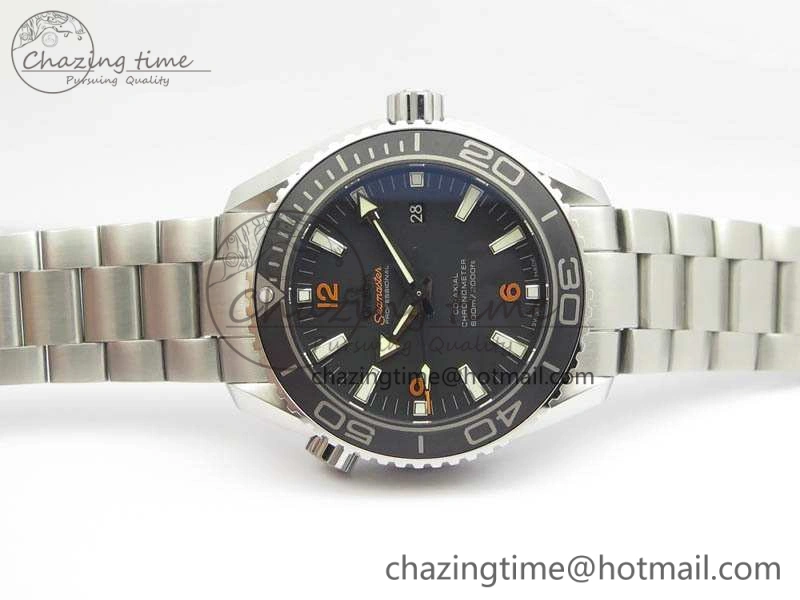 Planet Ocean Pro 45mm OMF 1:1 Best Edition Orange Marker On SS Bracelet A8500 (Black Balance Wheel)