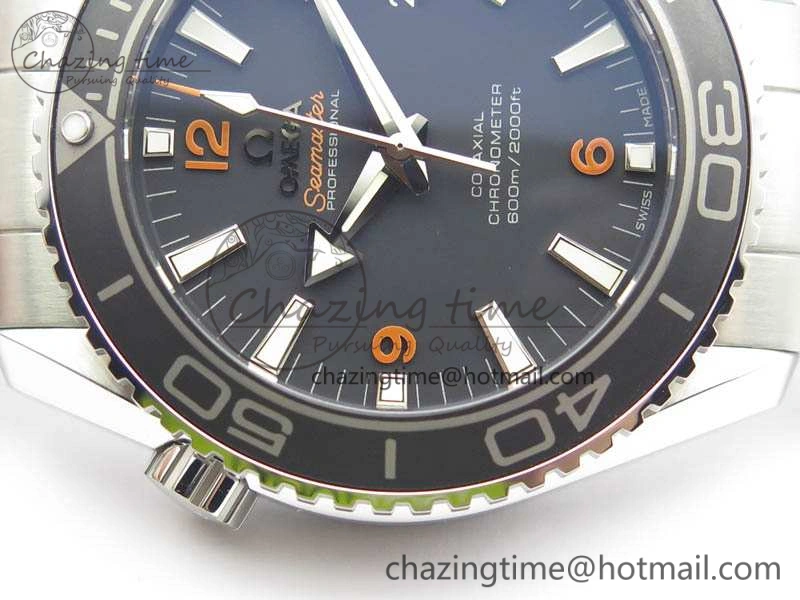 Planet Ocean Pro 45mm OMF 1:1 Best Edition Orange Marker On SS Bracelet A8500 (Black Balance Wheel)