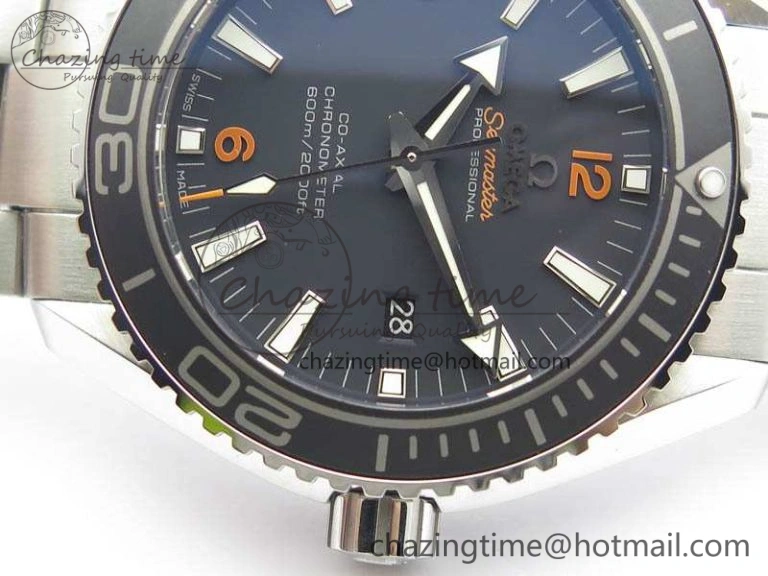 Planet Ocean Pro 45mm OMF 1:1 Best Edition Orange Marker On SS Bracelet A8500 (Black Balance Wheel)