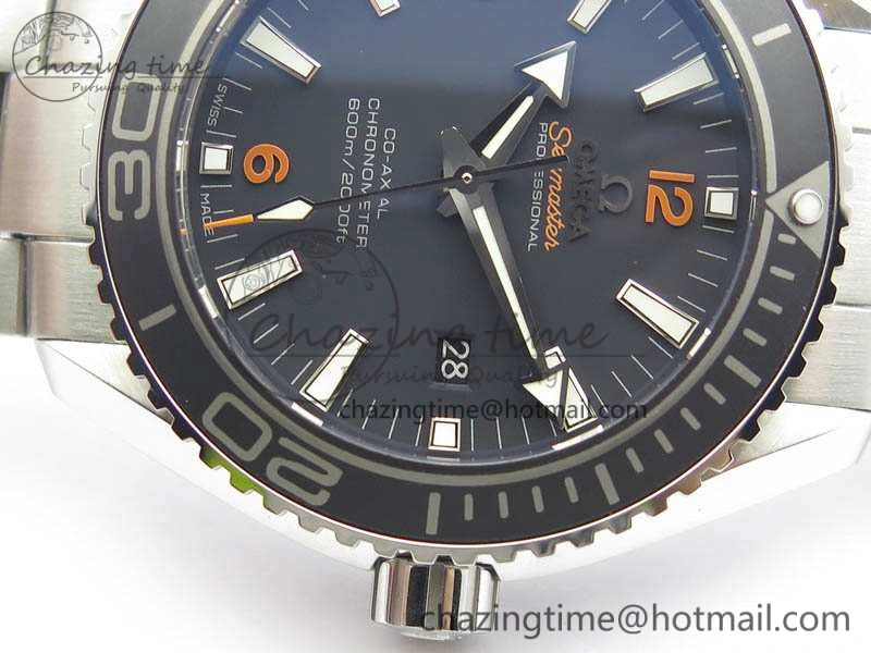 Planet Ocean Pro 45mm OMF 1:1 Best Edition Orange Marker On SS Bracelet A8500 (Black Balance Wheel)