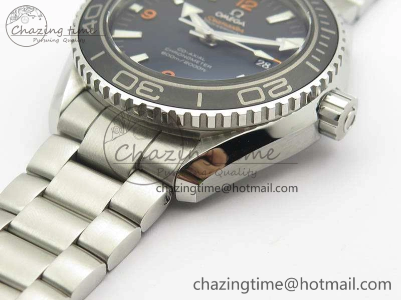 Planet Ocean Pro 45mm OMF 1:1 Best Edition Orange Marker On SS Bracelet A8500 (Black Balance Wheel)