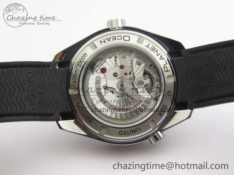 Planet Ocean Pro Ceramic Bezel 45mm 1:1 OMF Best Edition On Rubber Strap A8500 (Black Balance Wheel)