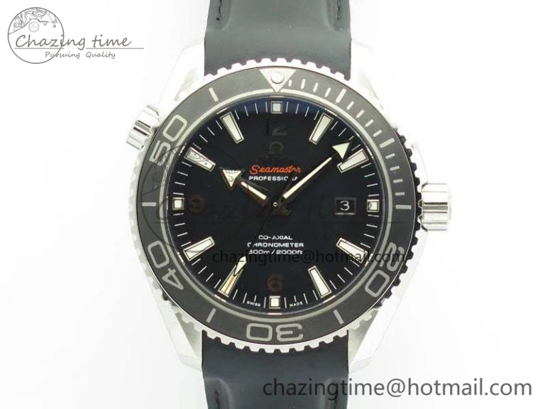 Planet Ocean Pro Ceramic Bezel 45mm 1:1 OMF Best Edition On Rubber Strap A8500 (Black Balance Wheel)