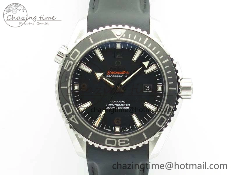 Planet Ocean Pro Ceramic Bezel 45mm 1:1 OMF Best Edition On Rubber Strap A8500 (Black Balance Wheel)