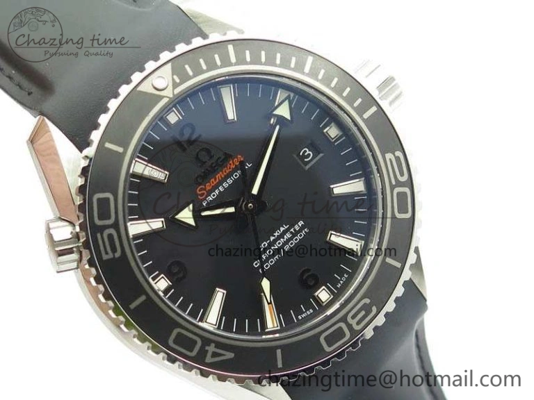 Planet Ocean Pro Ceramic Bezel 45mm 1:1 OMF Best Edition On Rubber Strap A8500 (Black Balance Wheel)