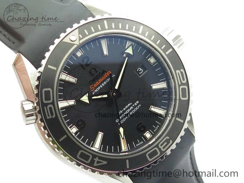 Planet Ocean Pro Ceramic Bezel 45mm 1:1 OMF Best Edition On Rubber Strap A8500 (Black Balance Wheel)