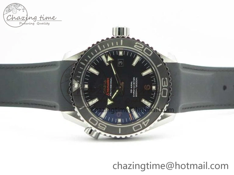 Planet Ocean Pro Ceramic Bezel 45mm 1:1 OMF Best Edition On Rubber Strap A8500 (Black Balance Wheel)