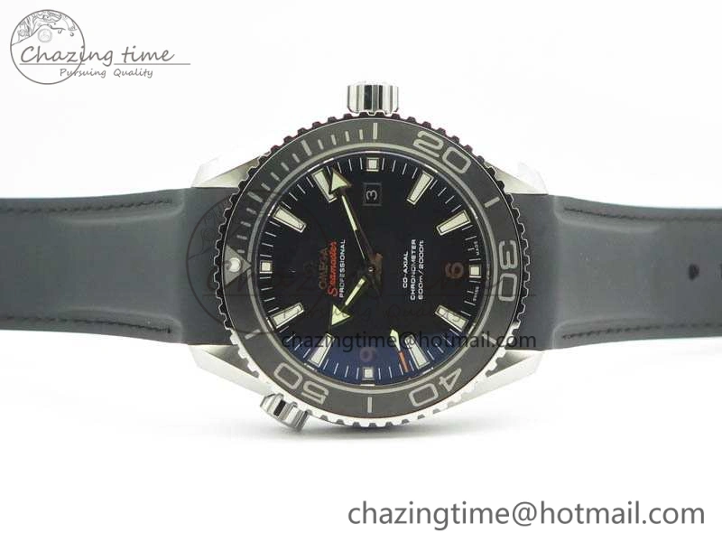 Planet Ocean Pro Ceramic Bezel 45mm 1:1 OMF Best Edition On Rubber Strap A8500 (Black Balance Wheel)