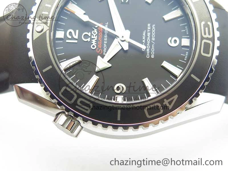 Planet Ocean Pro Ceramic Bezel 45mm 1:1 OMF Best Edition On Rubber Strap A8500 (Black Balance Wheel)