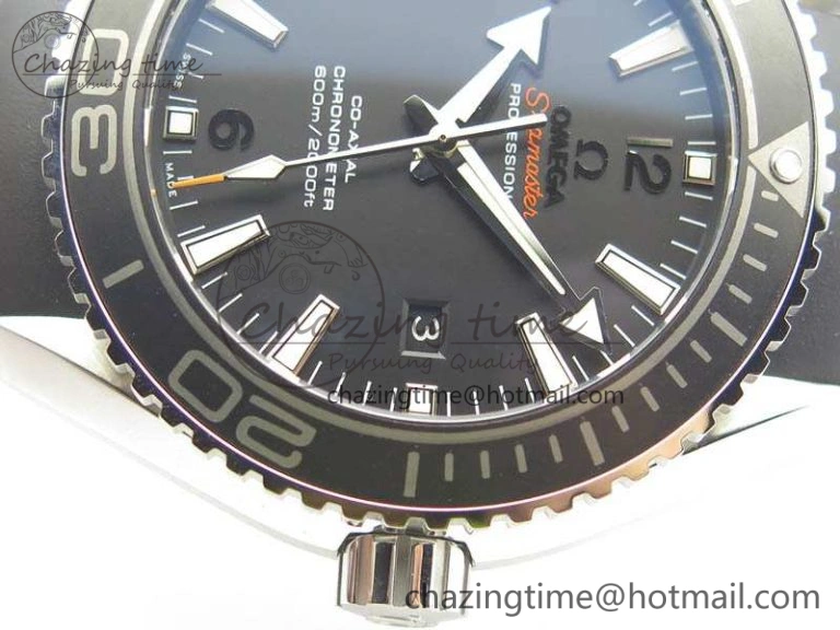 Planet Ocean Pro Ceramic Bezel 45mm 1:1 OMF Best Edition On Rubber Strap A8500 (Black Balance Wheel)