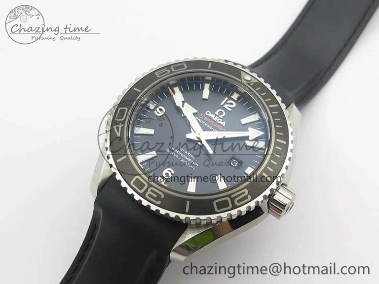Planet Ocean Pro Ceramic Bezel 45mm 1:1 OMF Best Edition On Rubber Strap A8500 (Black Balance Wheel)