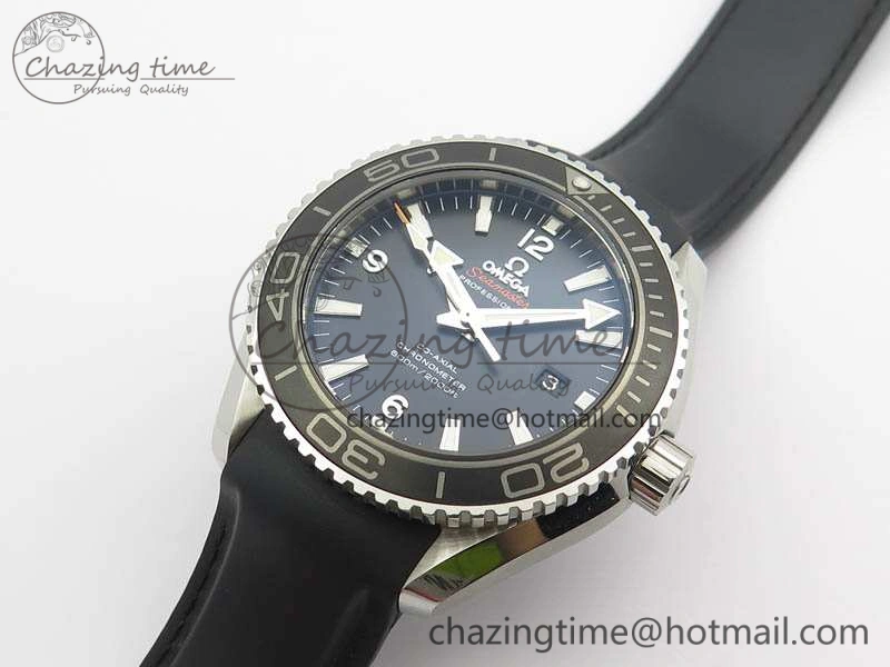 Planet Ocean Pro Ceramic Bezel 45mm 1:1 OMF Best Edition On Rubber Strap A8500 (Black Balance Wheel)
