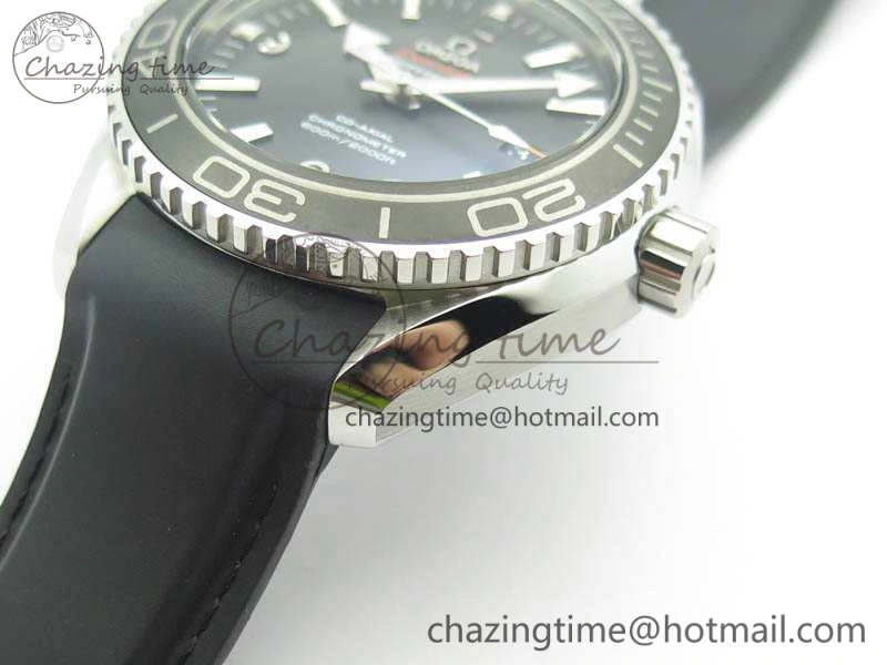 Planet Ocean Pro Ceramic Bezel 45mm 1:1 OMF Best Edition On Rubber Strap A8500 (Black Balance Wheel)