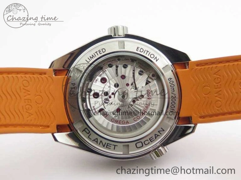 Planet Ocean Pro Orange Bezel 45mm OMF 1:1 Best Edition On Rubber Strap A8500 (Black Balance Wheel)