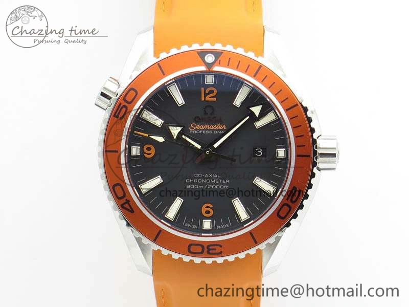 Planet Ocean Pro Orange Bezel 45mm OMF 1:1 Best Edition On Rubber Strap A8500 (Black Balance Wheel)