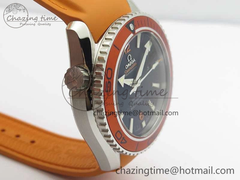 Planet Ocean Pro Orange Bezel 45mm OMF 1:1 Best Edition On Rubber Strap A8500 (Black Balance Wheel)
