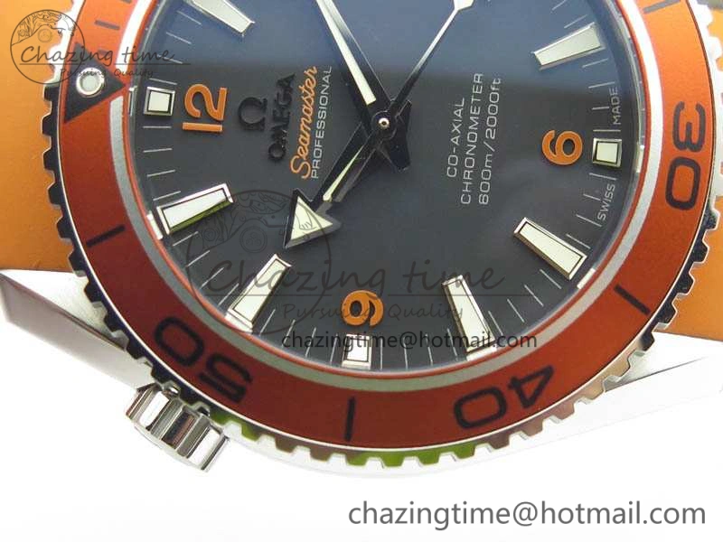 Planet Ocean Pro Orange Bezel 45mm OMF 1:1 Best Edition On Rubber Strap A8500 (Black Balance Wheel)
