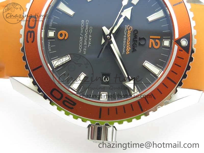 Planet Ocean Pro Orange Bezel 45mm OMF 1:1 Best Edition On Rubber Strap A8500 (Black Balance Wheel)