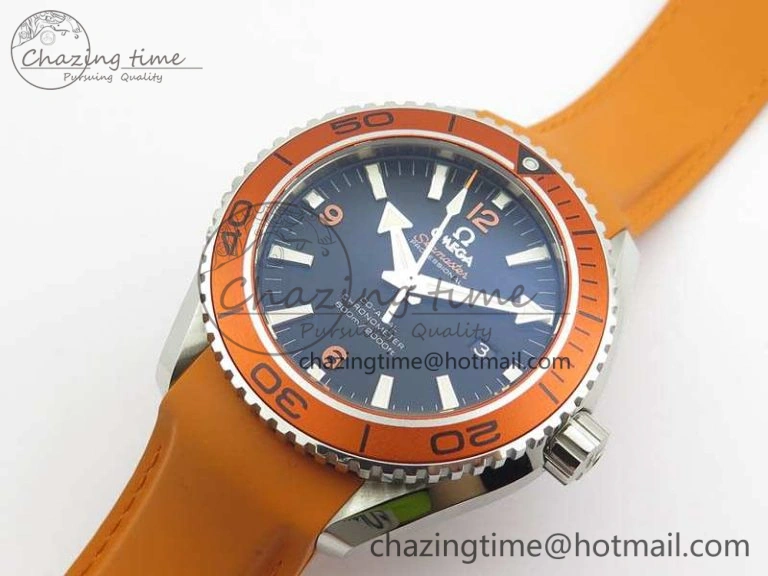 Planet Ocean Pro Orange Bezel 45mm OMF 1:1 Best Edition On Rubber Strap A8500 (Black Balance Wheel)