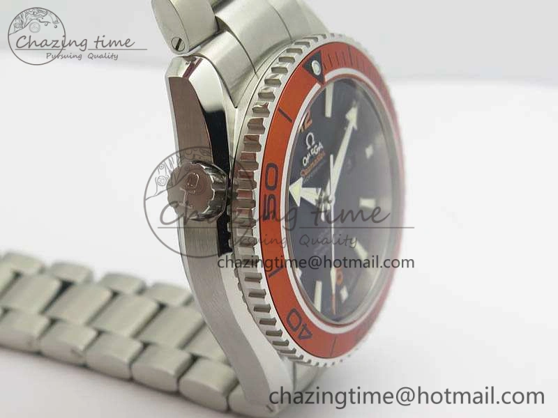 Planet Ocean Pro Orange Bezel 45mm OMF 1:1 Best Edition On SS Bracelet A8500 (Black Balance Wheel)