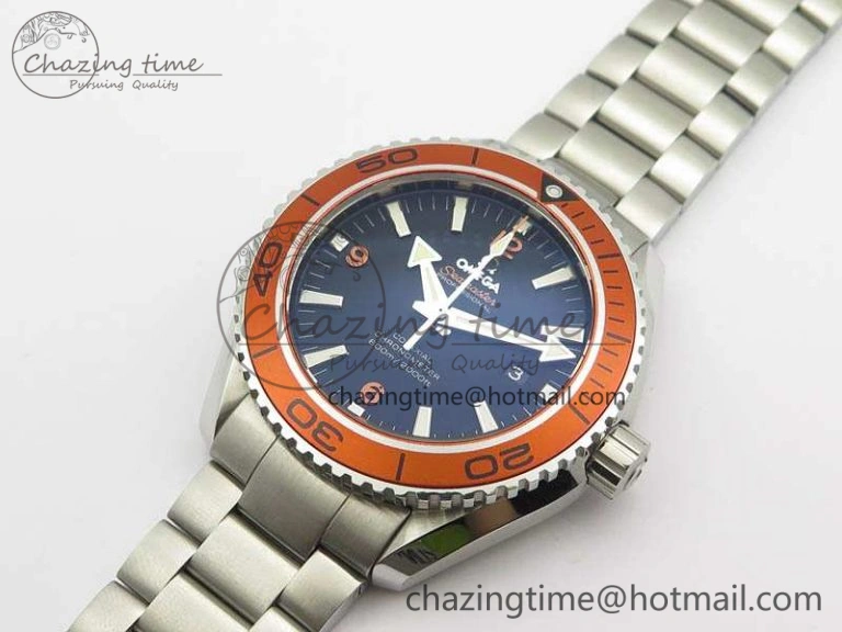 Planet Ocean Pro Orange Bezel 45mm OMF 1:1 Best Edition On SS Bracelet A8500 (Black Balance Wheel)