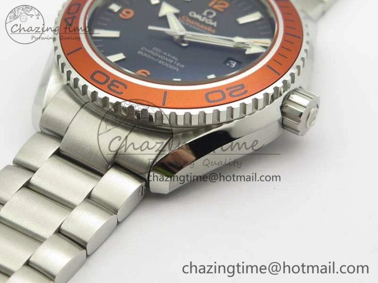 Planet Ocean Pro Orange Bezel 45mm OMF 1:1 Best Edition On SS Bracelet A8500 (Black Balance Wheel)