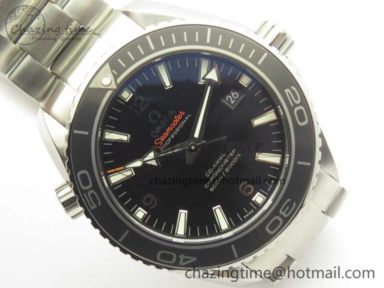Planet Ocean Professional Ceramic Bezel 45.5mm 1:1 VSF Best Edition Silver Markers on SS Bracelet A8500 Super Clone