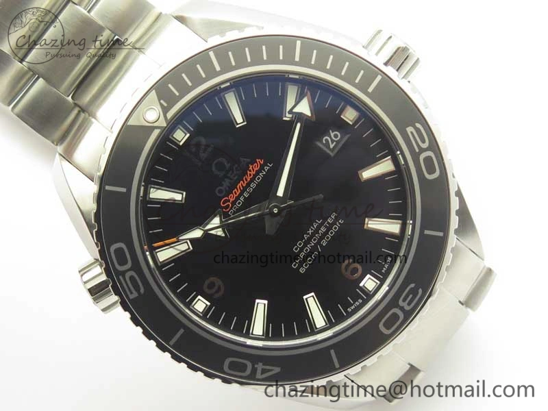 Planet Ocean Professional Ceramic Bezel 45.5mm 1:1 VSF Best Edition Silver Markers on SS Bracelet A8500 Super Clone