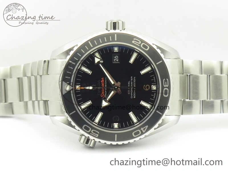 Planet Ocean Professional Ceramic Bezel 45.5mm 1:1 VSF Best Edition Silver Markers on SS Bracelet A8500 Super Clone