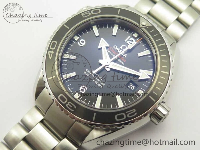 Planet Ocean Professional Ceramic Bezel 45.5mm 1:1 VSF Best Edition Silver Markers on SS Bracelet A8500 Super Clone